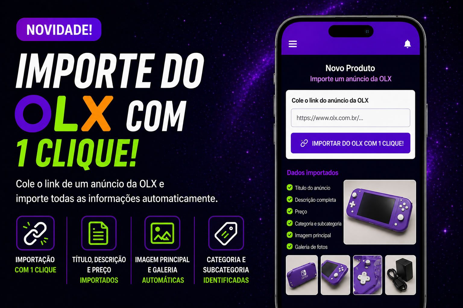 Importar anúncios da OLX com um clique: o novo recurso da GameNest