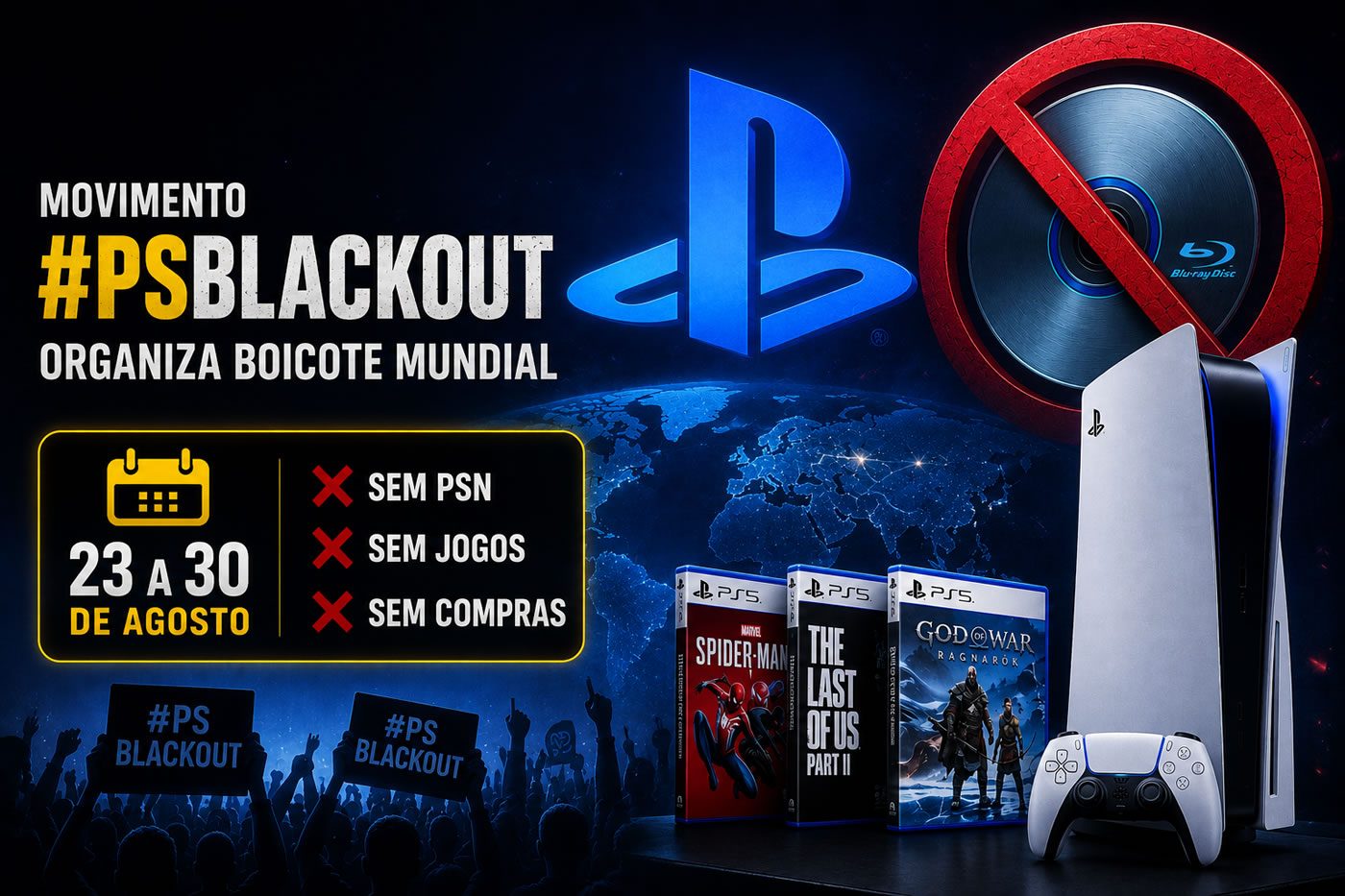 Fim da mídia física é oficial: Sony confirma adeus aos discos em 2028 e movimento #PSBlackout mobiliza jogadores