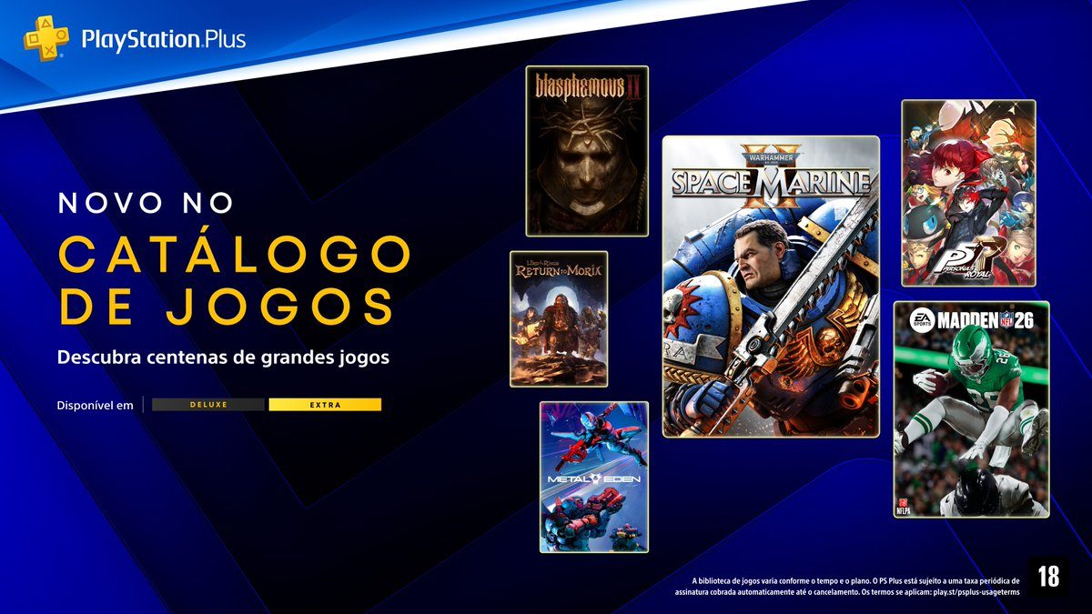 PS Plus Extra e Deluxe março 2026: anúncio oficial